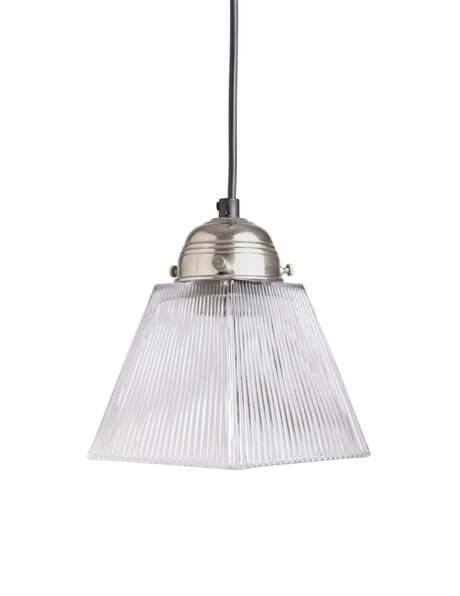 1930s hanging lamp, square glass shade