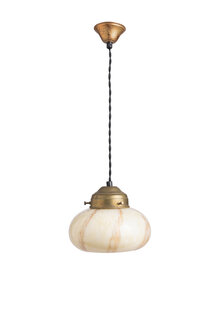 Classic Hanging Lamp, Yellow Marbled Glass