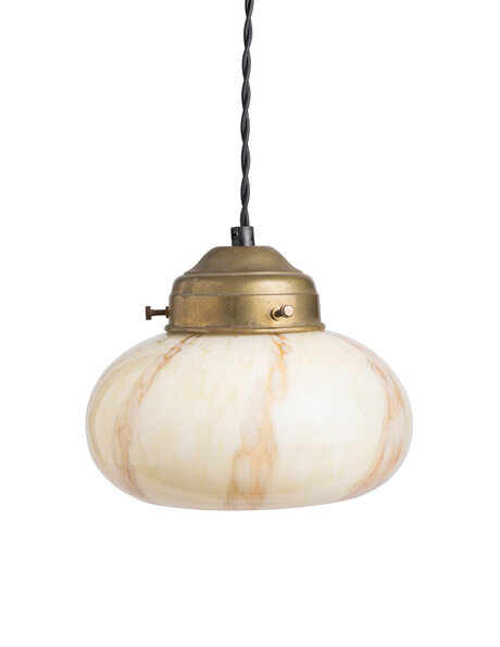 Beautiful hanging lamp, yellow marbled glass shade