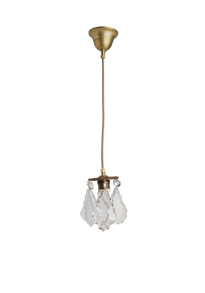 Small Hanging Lamp, Clear Glass Leaves, 1930s