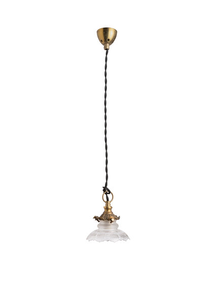Mini Hanging Lamp, Small Cut Glass Shade on Brass