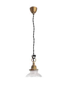 Small Brocante Hanging Lamp, Cut Glass Shade