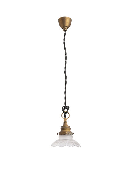 Small Brocante Hanging Lamp, Cut Glass Shade