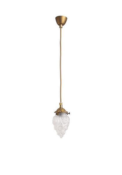 Small Brass Hanging Lamp with Glass Flame Shade