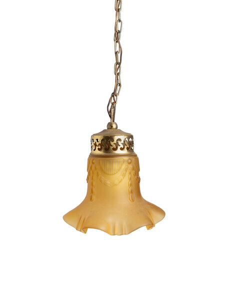 Vintage hanglamp klein, bruin rokkapje