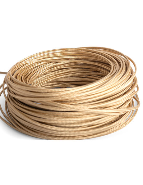 Heel dun goud kleurig elektriciteitssnoer, stof omhuld