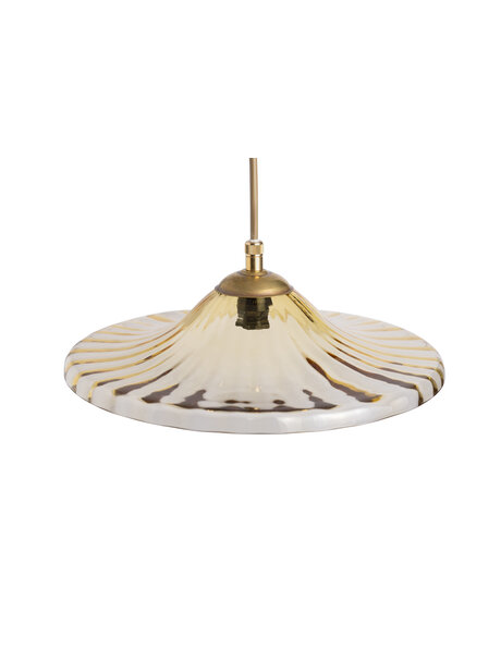 Vintage hanglamp, geel goud achtig glas