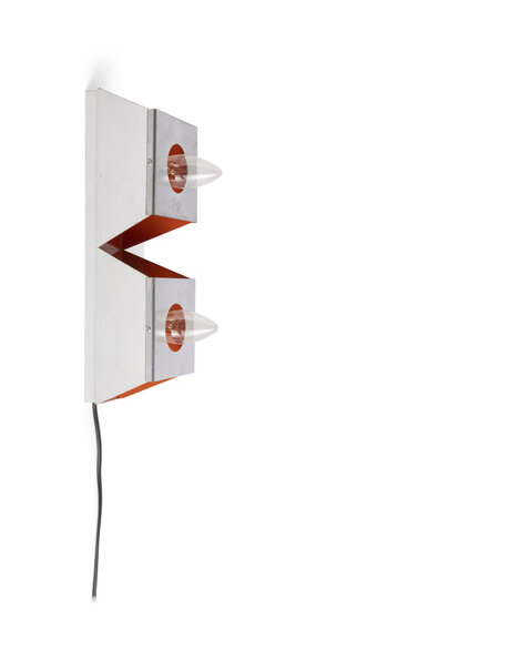 Vintage wall lamp, orange and silver