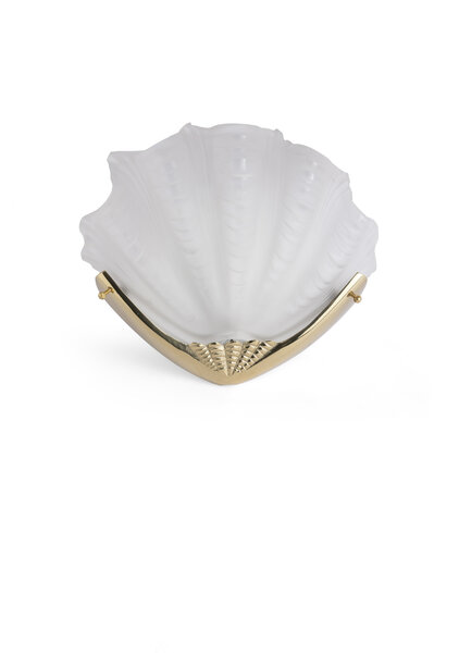 Art Deco Wandlamp, Puntige Schelp, Matglas