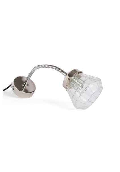 Zilver Glimmende Wandlamp met Heldere Kap