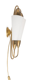 Jaren 50 Wandlamp, Witte Glazen Cilinders