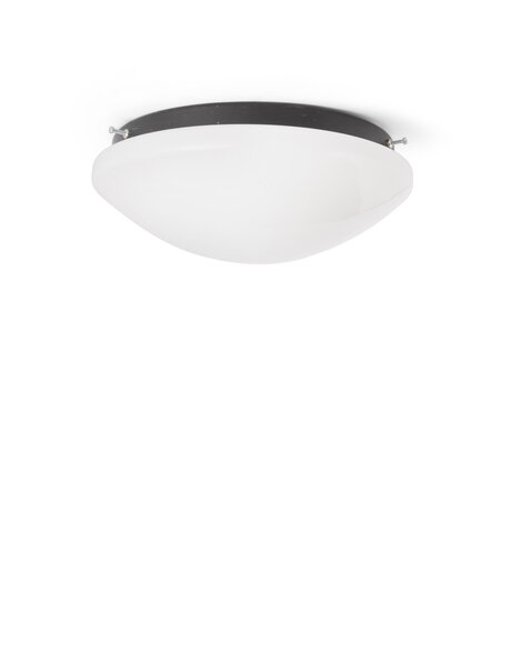 Witte plafondlamp, glas, zwart armatuur
