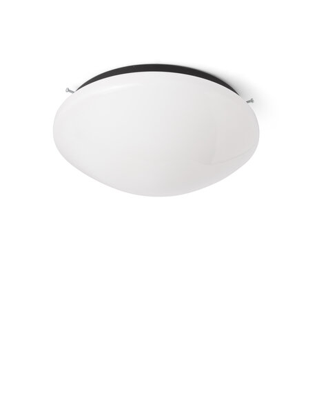 Witte plafondlamp, glas, zwart armatuur