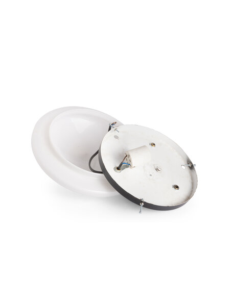 White ceiling lamp, glass, black fixture