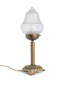 Classic Brass Table Lamp, Closed Glass Shade, 1930s