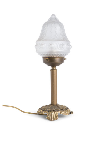 Classic Brass Table Lamp, Closed Glass Shade, 1930s