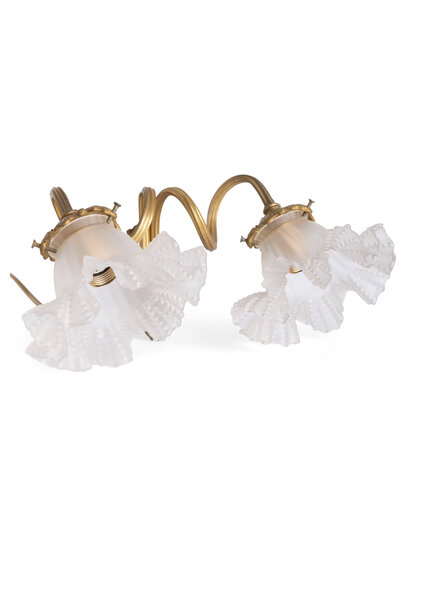 Stylish Wall Lamp, Ram's Head, Frosted Glass Skirt Caps