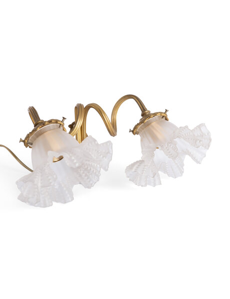 Antieke wandlamp, messing, stijlvol armatuur