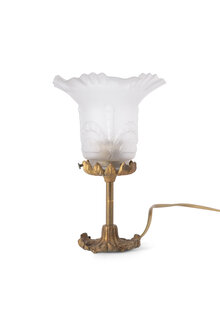 Small Copper Table Lamp with Glass Shade