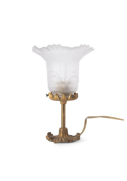 Small Copper Table Lamp with Glass Shade