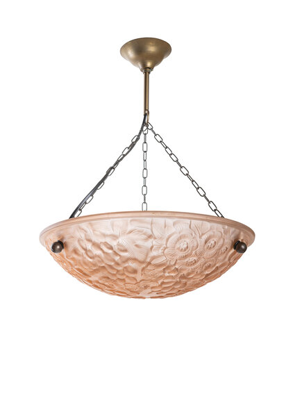 Hanglamp, Roze Schaal, Art Deco, Bloemen