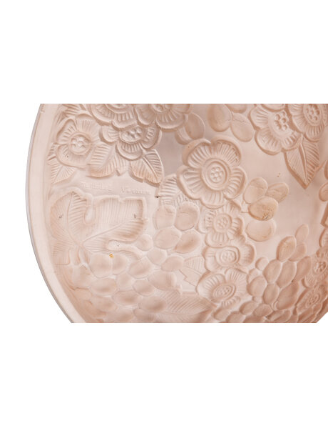 Art Deco hanglamp, roze glas, jaren 30