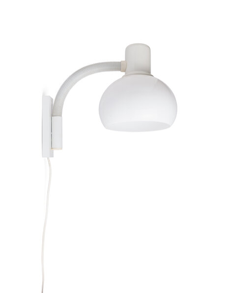 Witte wandlamp, sixties, buigarm