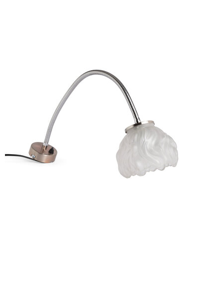 Vintage Wandlamp, Chroom met Golvend Mat Glas