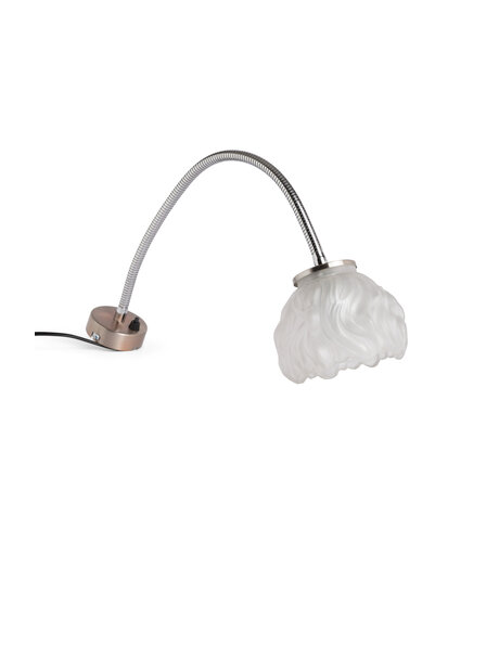 Old wall lamp, chrome and frosted glass