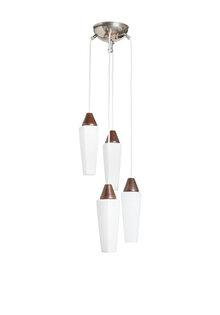 1950s Pendant Lamp, Cascade with 4 White Shades