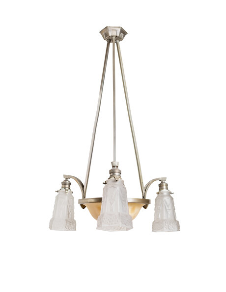 Stylish pendant lamp, alabaster and frosted glass