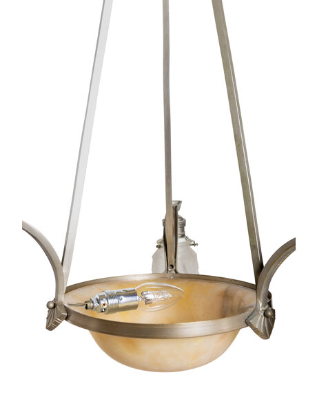 Stylish pendant lamp, alabaster and frosted glass