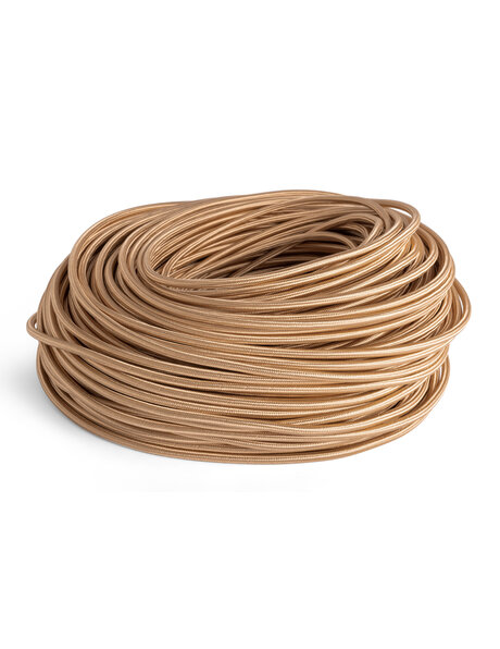 Cloth covered electrical wire, gold coloured