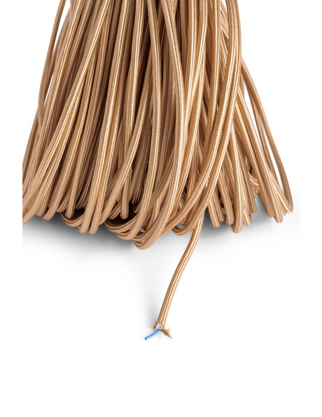 Cloth covered electrical wire, gold coloured