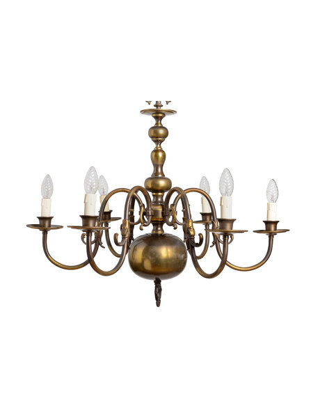 Old chandelier, 6 arms, burnished