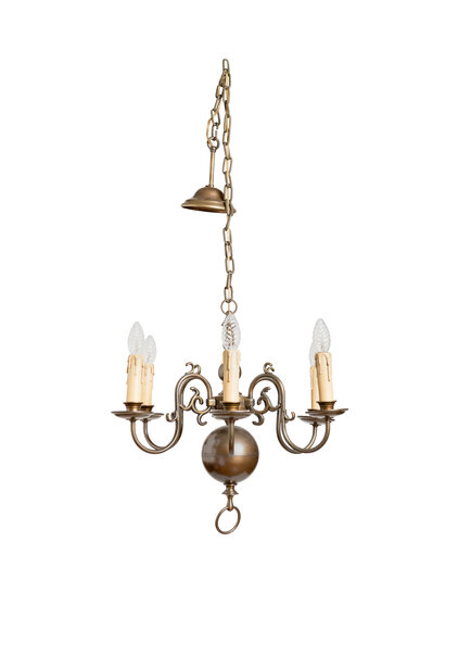 Pendant lamp, Haarlemse Bol Kroon Brownish Brass