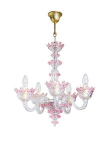 Venetian Chandelier Pink Glass, 1940s