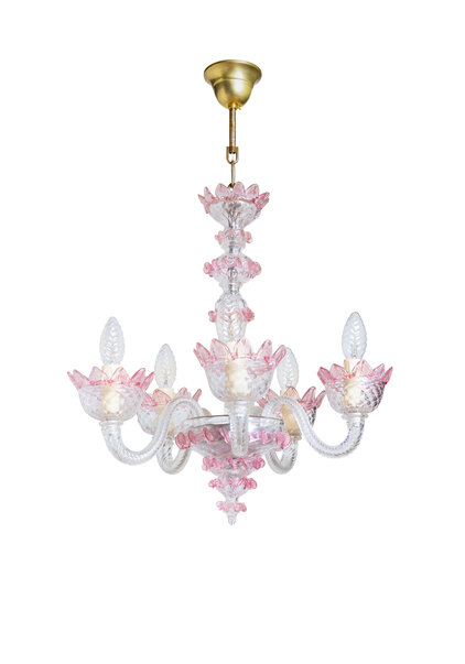 Venetian Chandelier Pink Glass, 1940s