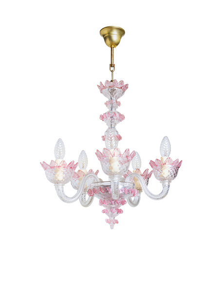 Small Venetian chandelier, pink glass