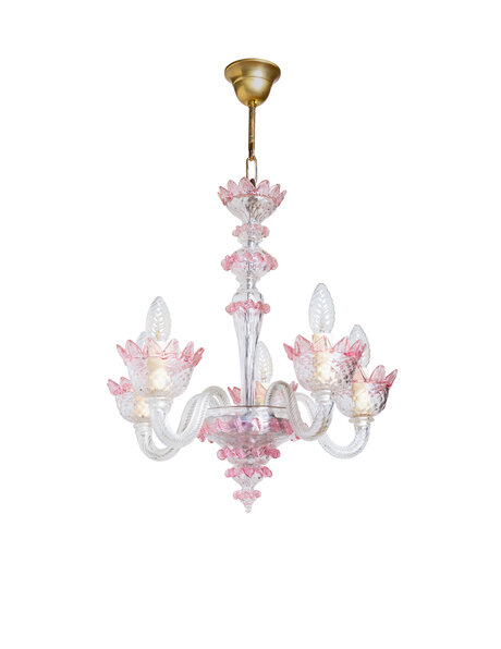 Small Venetian chandelier, pink glass