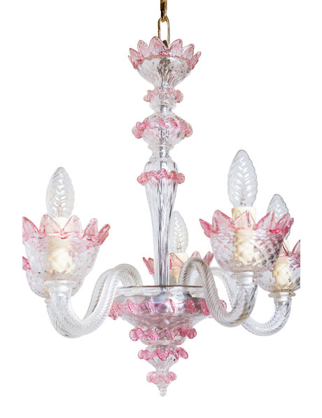 Small Venetian chandelier, pink glass
