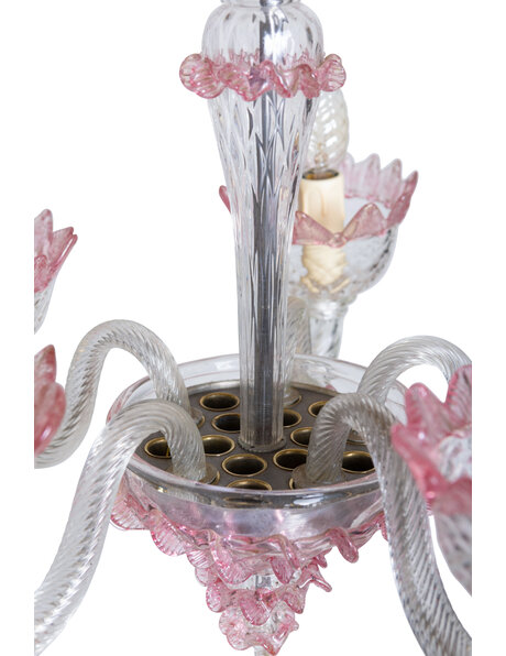 Small Venetian chandelier, pink glass