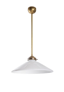 Industrial Hanging Lamp, Copper Pendant with White Shade