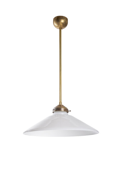 Industrial Hanging Lamp, Copper Pendant with White Shade