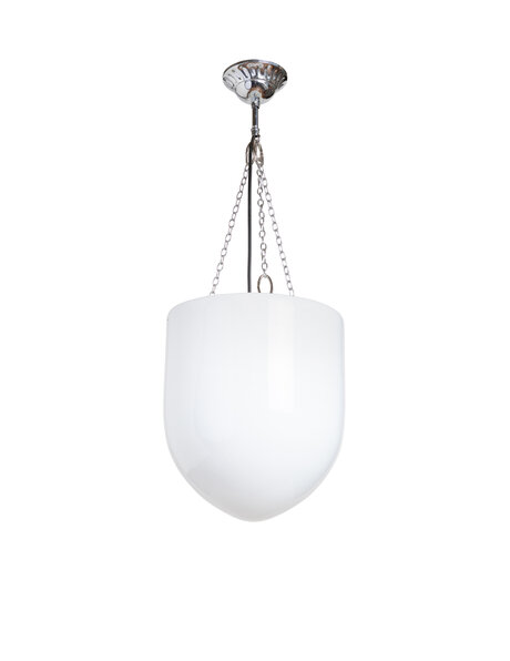 Vintage pendant lamp, white glass on chain