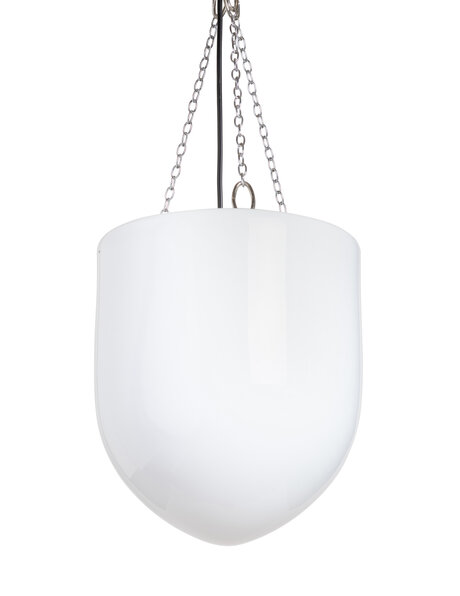 Vintage hanglamp, wit glas aan ketting