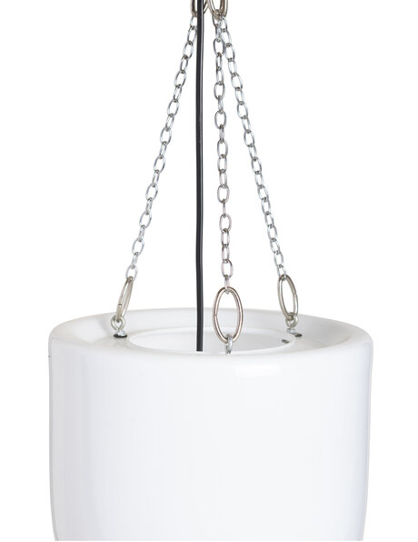 Vintage hanglamp, wit glas aan ketting
