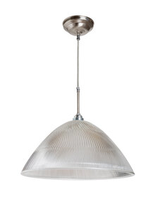 Industriële Hanglamp, Helder Glazen Geribbelde Kap