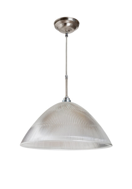 Industriële Hanglamp, Helder Glazen Geribbelde Kap