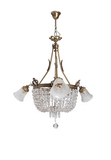 Antique Chandelier, Brass Pocket Chandelier